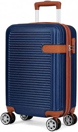 Mala de Viagem Pequena Bordo 360° Rígida com Rodinhas Giro Duplo e Cadeado Integrado, Leve, Resistente e Elegante para Avião e Viagens Curtas (Azul Escuro)