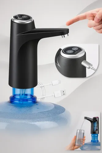 Bomba Para Galão De Água 5 10l 20l Recarregável Usb Garrafão Preto