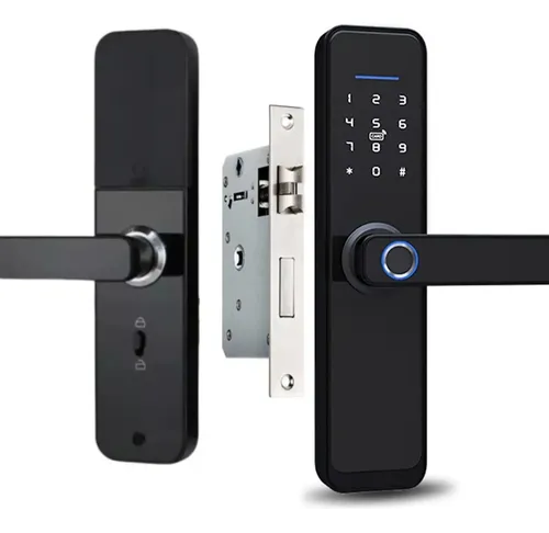 Fechadura Digital Inteligente Cartão Senha Biometria Wifi Cor Preto Rezzet Luatek Lfe-03
