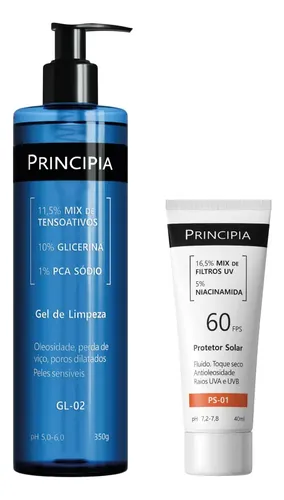 Principia Kit Gel De Limpeza Gl-02 + Protetor Solar Fps 60 Todo Tipo De Pele Dia/noite