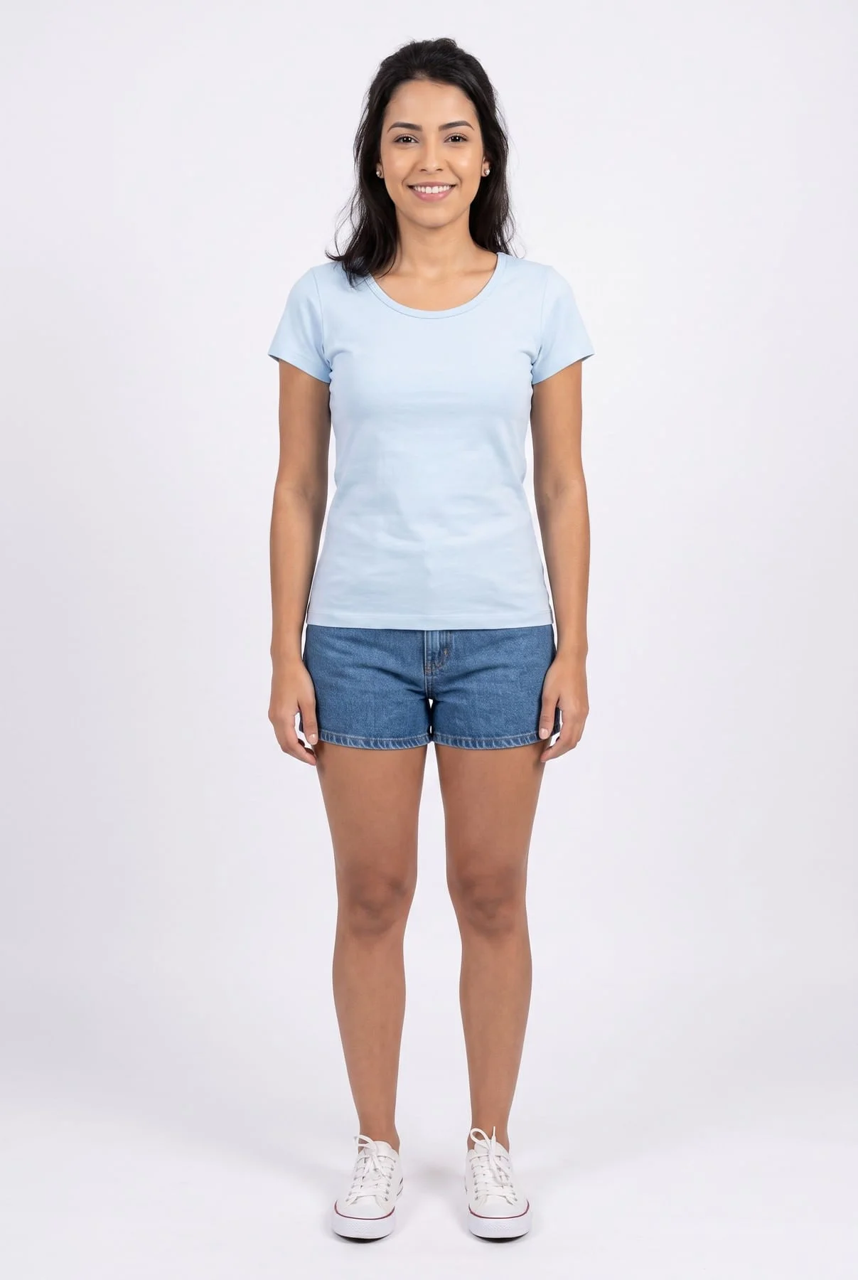 Blusa Feminina Básica em Algodão Azul Claro - imagem 1