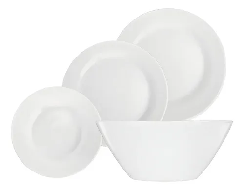 Conjunto De Utensílios De Mesa Plana Compotera Nadir Menu 16 Peças Branco