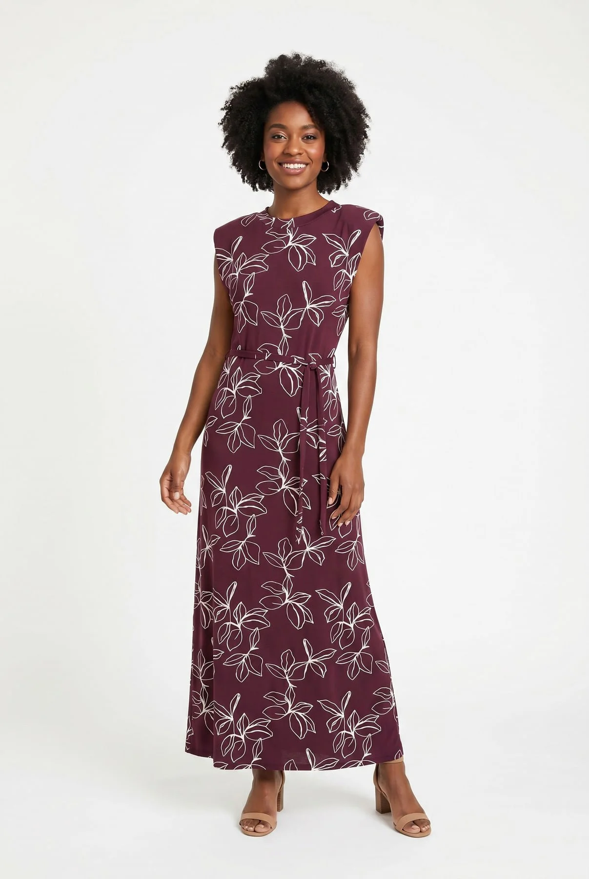 Vestido Longo Feminino Vinho Floral - imagem 1