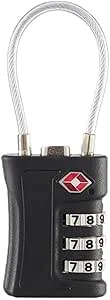 Cadeado com Segredo TSA 3 Dígitos para Mala de Viagem Mochila e Armário de Academia, Trava de Segurança em Aço Reforçado, Cor Preto (Preto)