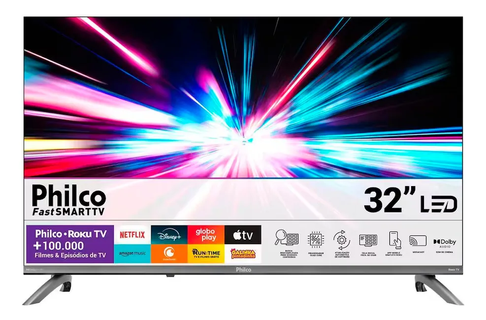 Smart TV 32" Philco Roku TV Dolby Audio HDR10 P32CRB