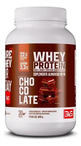 100% Whey Protein Concentrado 900g 3vs Nutrition Sabor Chocolate