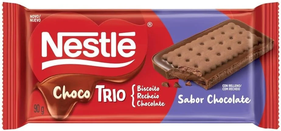 Tablete de Chocolate ao Leite ChocoTrio Chocolate 90g - Nestlé