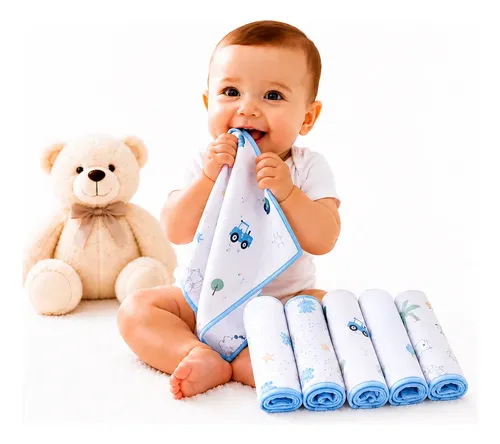 Kit 6 Babete Paninho Fralda De  Boca Bebe 100% Algodão 30x30