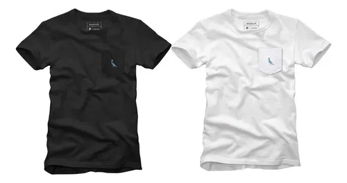 Kit 2 Camisetas Bolso Cb Pica-pau Xadrez Reserva Preto/branco G