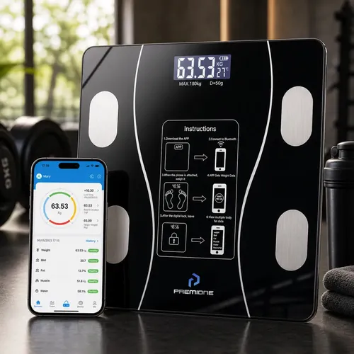 Balança Digital Bioimpedância Inteligente Bluetooth Mede Gordura Corporal Imc Massa Muscular App Android Ios Até 140kg Preto 3v