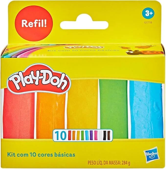 Play-Doh Kit com 10 cores básicas de massinha, refil