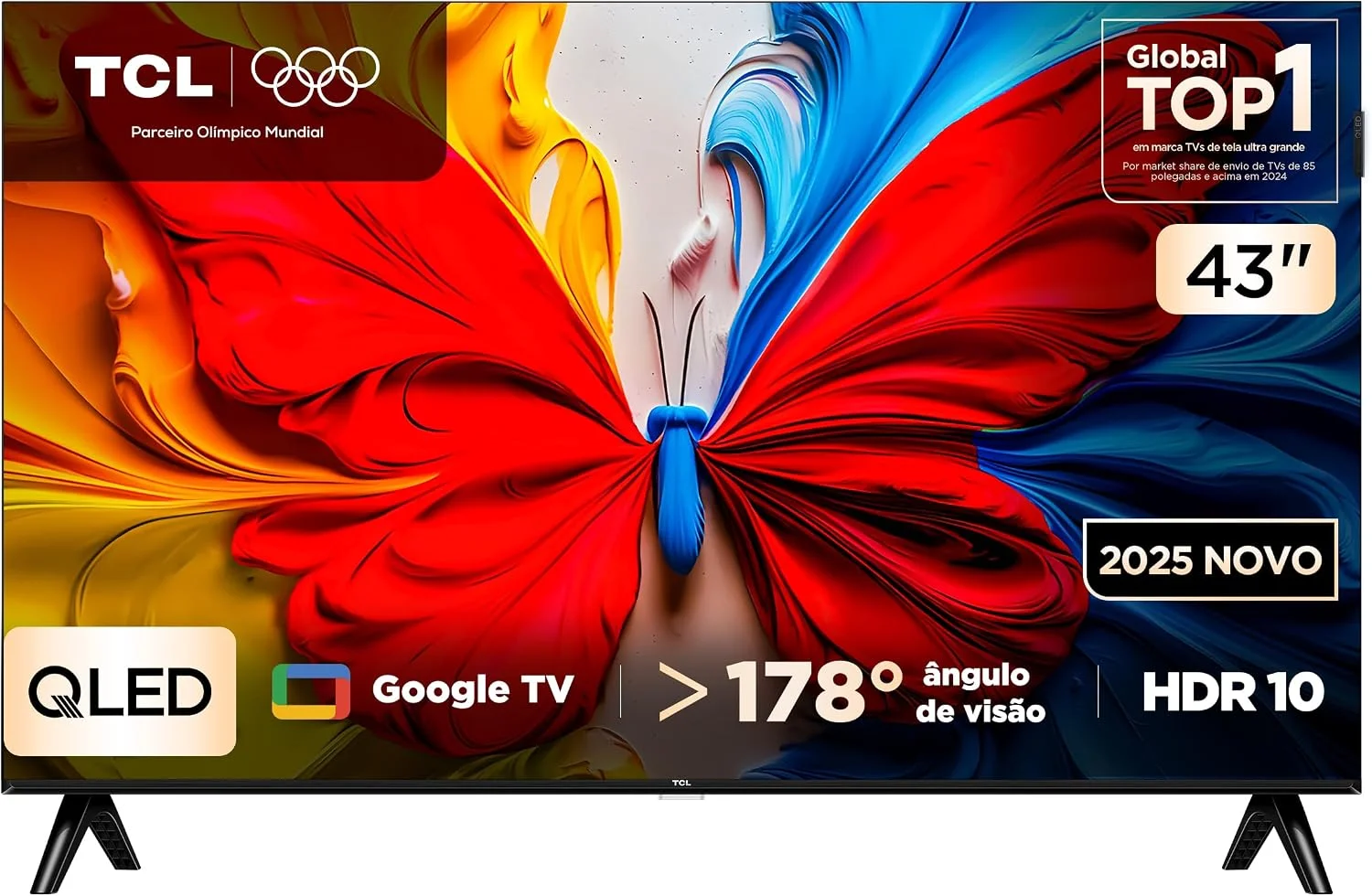 Smart TV TCL 43 Polegadas Full HD QLED S5K WiFi Bluetooth Google TV 2 HDMI HDR10 Dolby Audio 43S5K