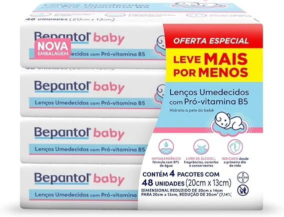 Bepantol Baby Lenço Umedecido Hipoalergênico, 192 Unidades
