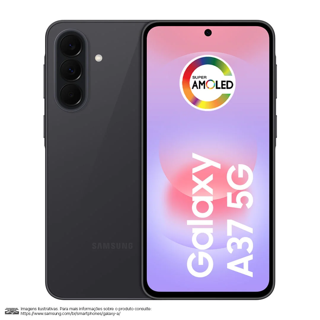 Smartphone Samsung Galaxy A37 5G 256GB 8GB RAM Câmera 50MP Tela 6.7" Android 16 Preto