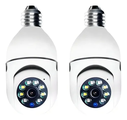 Kit 2 Câmeras Segurança 360º Jortan Wifi Ip Hd Visão Noturna Lâmpada Camera Lâmpada Wifi 360