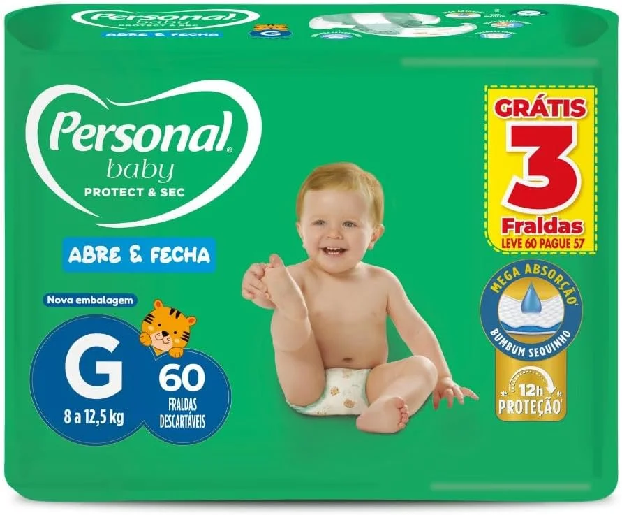 Personal Fralda Baby Protect&Sec G, Leve 60 Pague 57 Unidades