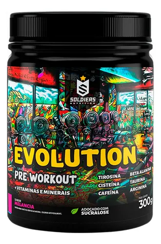 Pré-Treino Evolution Workout 300g Termogênico Sabor Melancia Soldiers Nutrition Energia Foco Treino