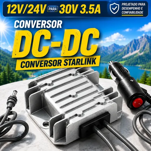 Cabo 2m Conversor Dc Starlink Mini 12/24v Para 30v Veicular