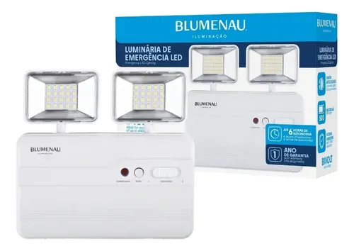 Bloco Luminária De Emergência Led Blumenau Iluminação 2 Faróis 6500k 127/220v
