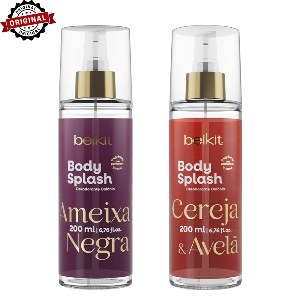 Kit 2 Body Splash Ameixa Negra, Maracujá, ou Uva Merlot Cereja 200ml BELKIT Alta Projeção e Fixação