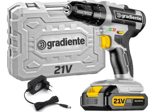 Parafusadeira Furadeira Sem Fio Gradiente Gpb21vw Impacto 21v Maleta Cinza/preto 127/220v 60hz