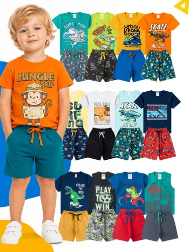 Kit Infantil Menino Verão 10 Peças Roupas Camiseta E Bermuda