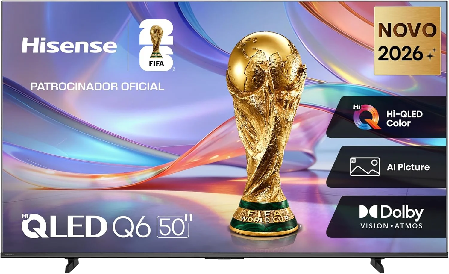 Hisense Smart TV 4K 50" Polegadas 50Q6QVV com Processador AI, Dolby Vision, HDR10+, HLG, Filmmaker Mode, Dolby Gaming, Dolby Atmos, MiraCast e Compatibilidade Alexa e Google