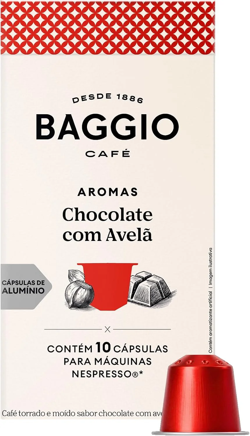 Baggio Café Cápsulas De Café Aroma Chocolate Com Avelã Compatível Com Nespresso Contém 10 Cápsulas