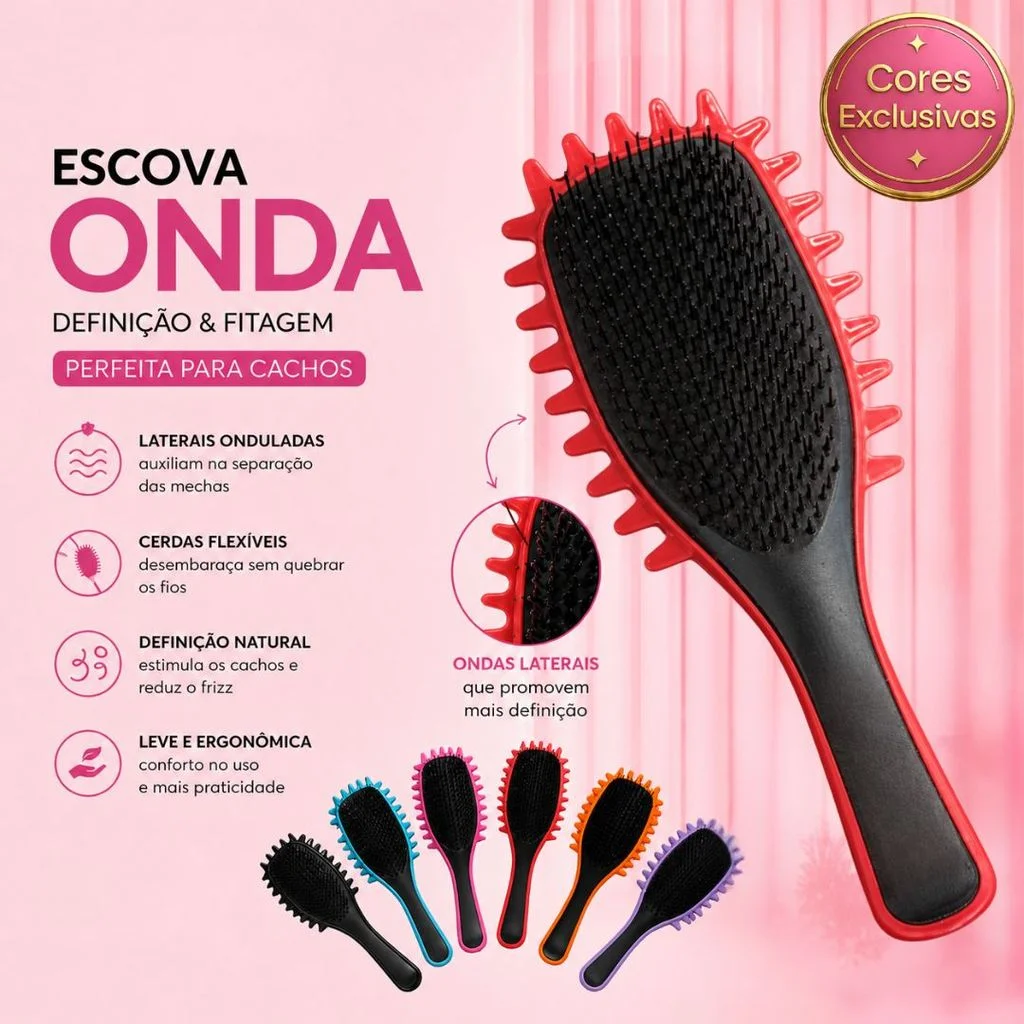Escova Onda Finalizadora Beauty Flash Definição de Cachos e Finalização para Cabelo Cacheado Crespo