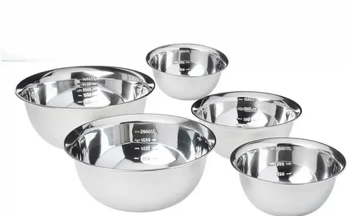 Kit Jogo 5 Tigela Inox Cumbuca Bowl Conjunto Bacia Saladeira Cromado