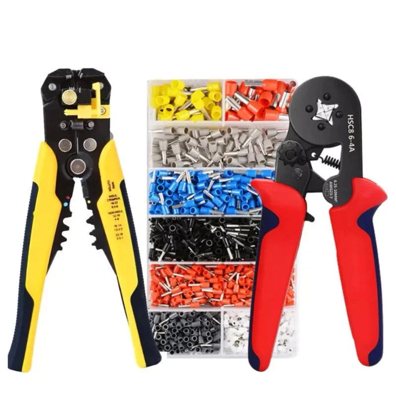 Kit Alicate Crimpar Descascador 1200 Terminais Ilhós Tubular