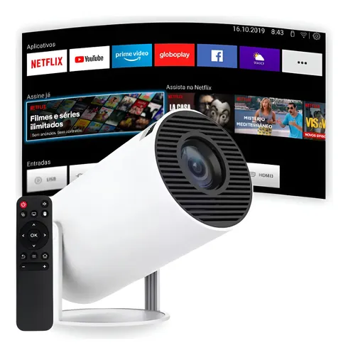 Projetor Portátil 4k Hd Android 11.0 Smart Wifi 5g Bluetooth Branco 127/220v