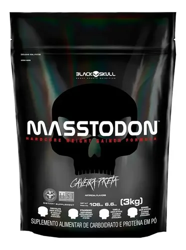 Hipercalórico Masstodon Massa 3kg Black Skull Sabor Chocolate