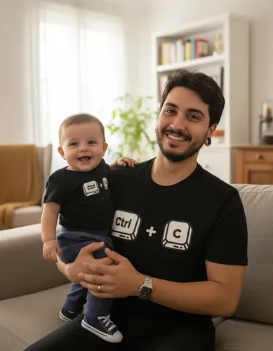 Kit Camiseta Ctrl C Ctrl V Dia Dos Pais Presente Pai E Filho