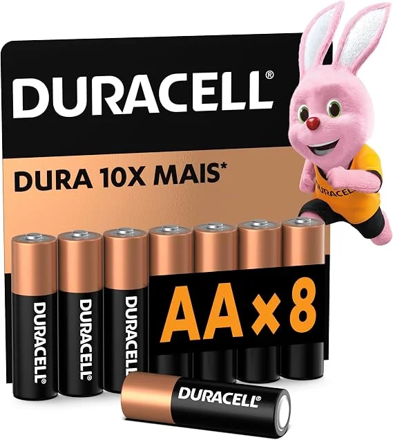 Duracell Pilhas Alcalinas AA Pequena Pack 4 Unidades – Dura até 10x – Mais Ideal para Controles Remotos Brinquedos e Lanternas