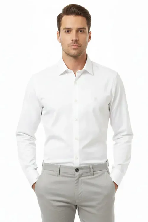Camisa Masculina Premium Slim Fit Polo Wear Branco