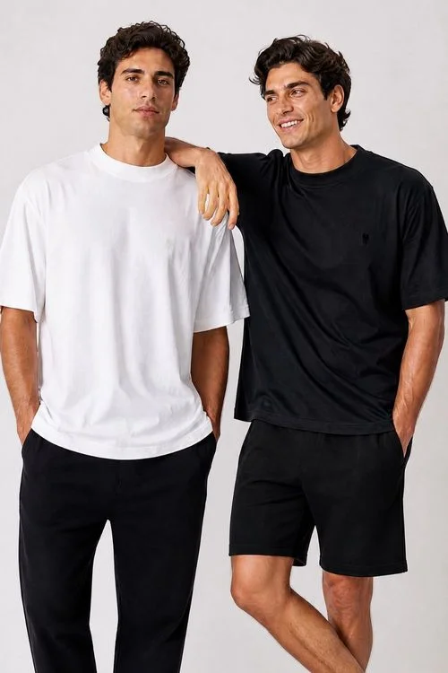 Kit 2 Camisetas Over Masculina Polo Wear Preto-Branco