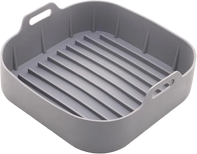 LYOR - Forma Quadrada de Silicone para Air Fryer Preta 20Cm x 7Cm
