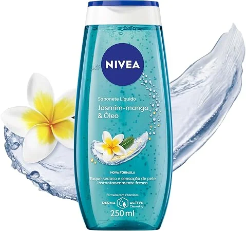 NIVEA Sabonete Líquido Frangipani & Oil 250ml, Limpeza Corporal, Pele Macia, Óleos e Vitaminas, Equilíbrio com o pH, Sensação Refrescante