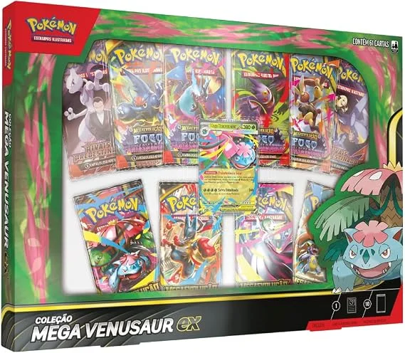 Pokémon TCG, Coleção Mega Venusaur Ex, Carta Laminada Promocional