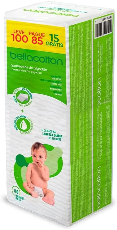Bellacotton Algodao Quadrado Baby Bellacotton 100 Un. (Lv100Pg85)
