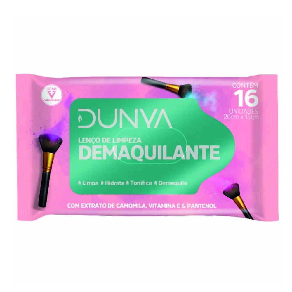 Lenço de Limpeza Facial Demaquilante com Camomila, Vitamina E & Pantenol 16 Unidades
