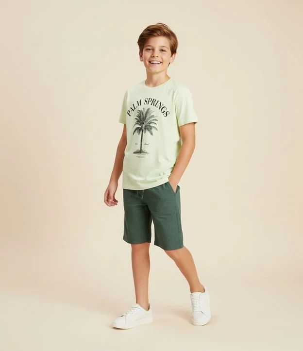 Bermuda Infantil com Forro e Cintura Elástica - Tam 5 a 14 anos