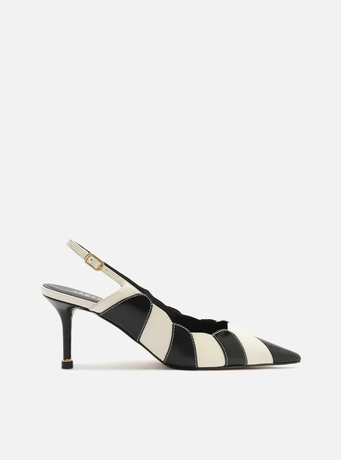 Scarpin Multineutro Couro Salto Médio Slingback