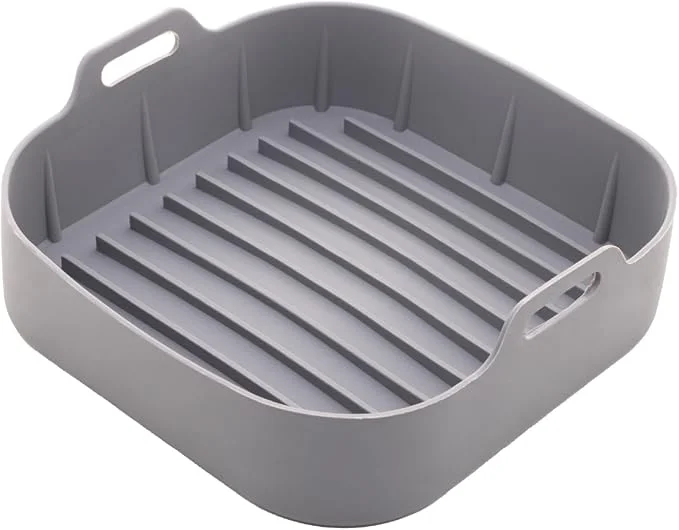LYOR - Forma Quadrada de Silicone para Air Fryer Preta 20Cm x 7Cm