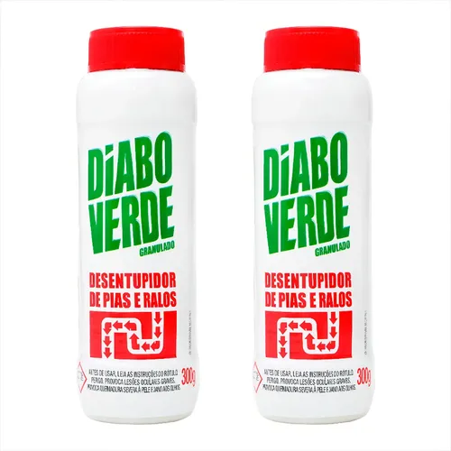 Diabo Verde Granulado 300g Desentupidor De Canos Pias - Kit 2 Und