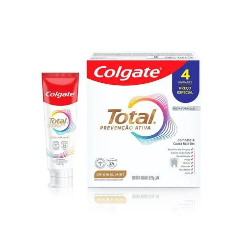 Creme Dental Colgate Total Prevenção Ativa Original Mint 4 unidades de 90g cada