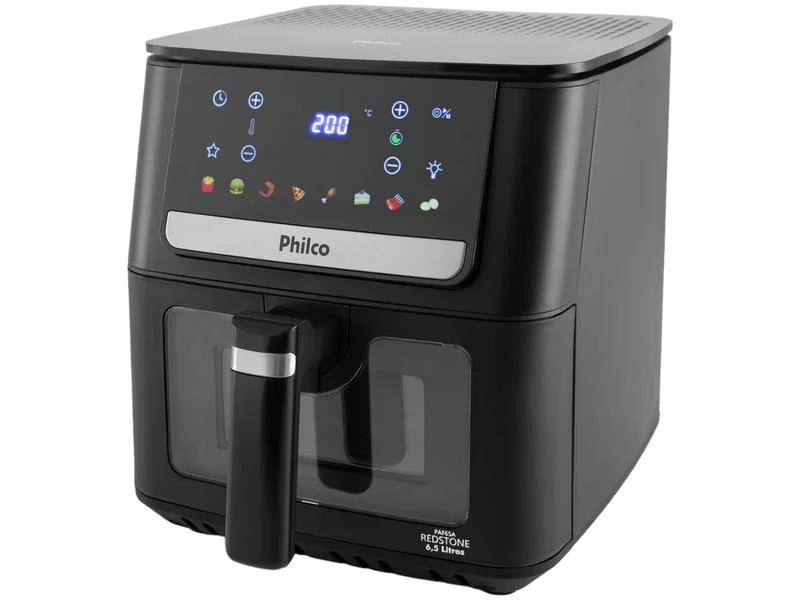 Air Fryer Philco 6,5L Visor Glass e Redstone 1700W PAF65A 110V