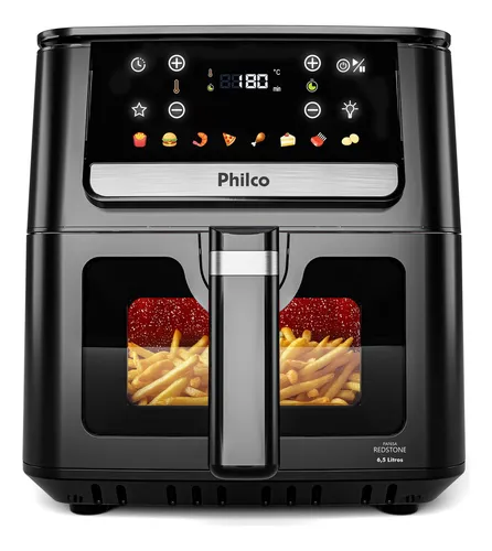 Air Fryer Philco 6,5L Visor Glass e Redstone 1700W PAF65A