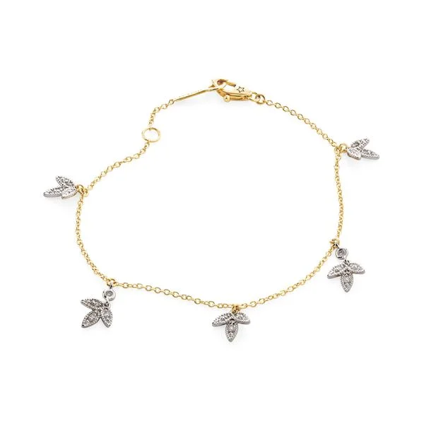 Anel de ouro amarelo e ouro branco 18K com diamantes - Folha - MyCollection HStern
